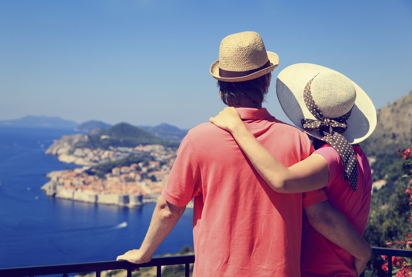 happy couple on summer vacation in Dubrovnik, Croatia